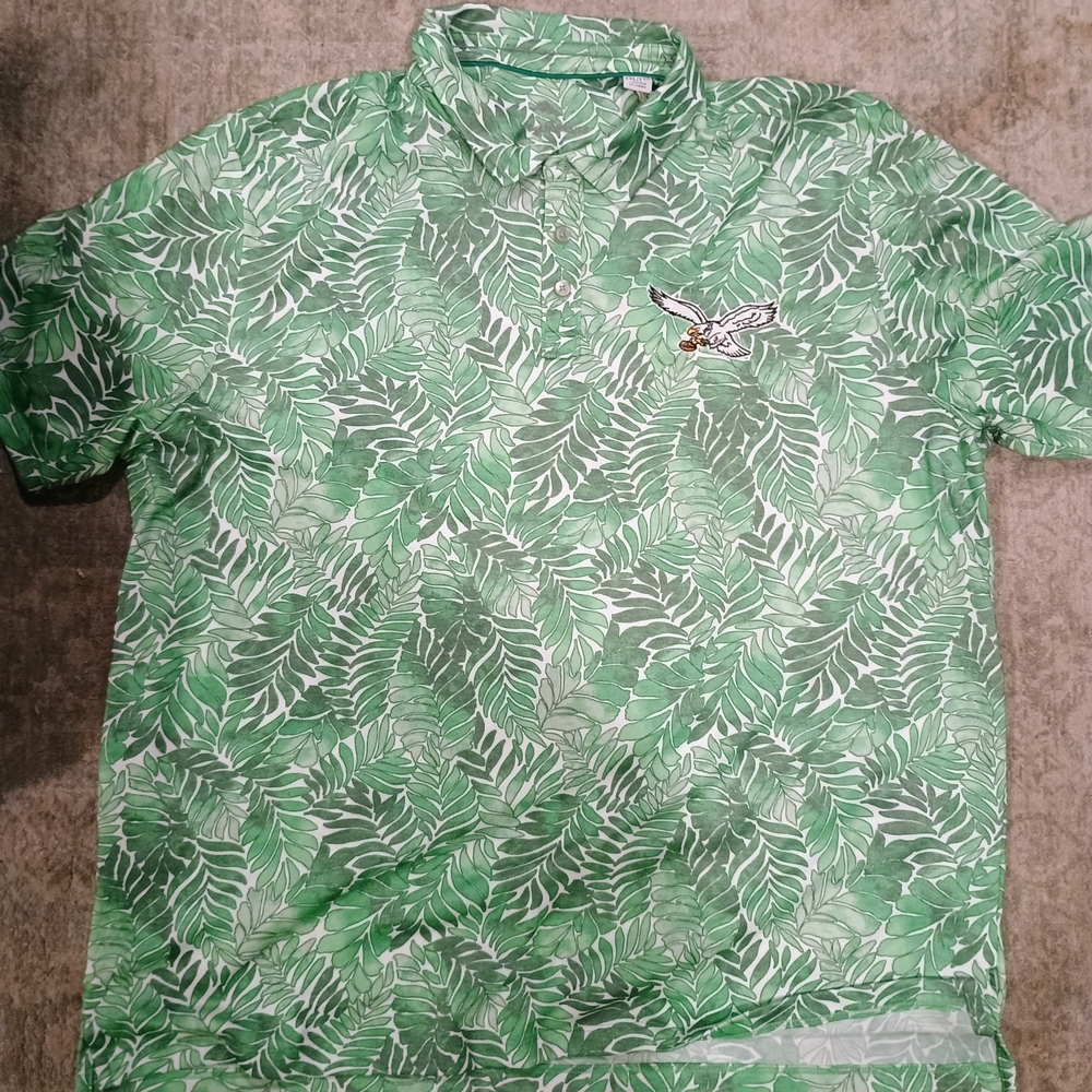 Tommy Bahama Green Leaf Print Philadelphia Eagles Polo Shirt